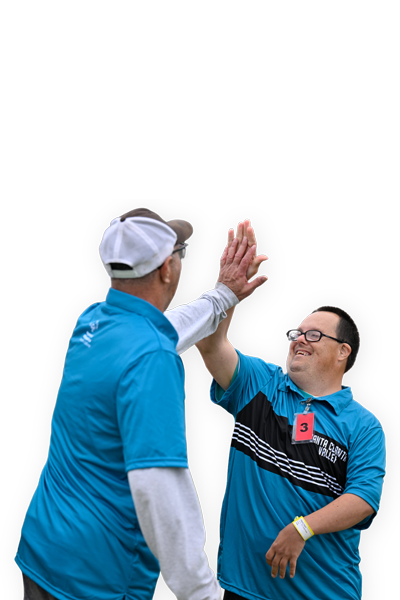 SOSC athlete and coach high five