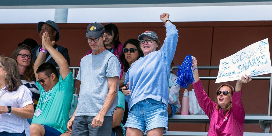 Card header attendees cheering